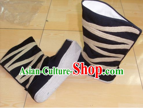 Ancient Chinese Handmade Black Boots Shoes