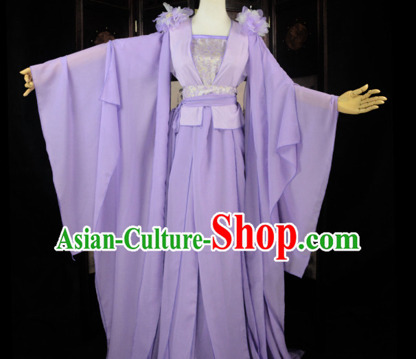 Purple Traditional Chinese Classical Fairy Costumes Complete Set for Women or Girls