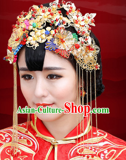 Traditional Chinese Style Princess Empress Queen Brides Wedding Headpieces Hair Fascinators Jewelry Decorations Hairpins Phoenix Crown