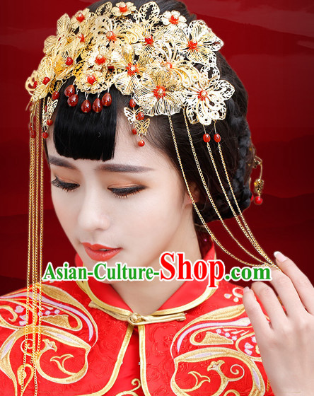 Traditional Chinese Style Princess Empress Queen Brides Wedding Headpieces Hair Fascinators Jewelry Decorations Hairpins Phoenix Crown Coronet