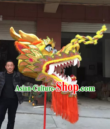 Yellow Chinese Spring Festival Big Display or Play Handmade Dragon Head