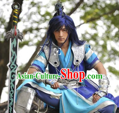 Ancient Chinese Cosplay Hero Armor Costumes Swordsman Hanfu Clothes Complete Set for Men and Teenagers