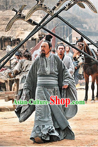 Ancient Chinese Wise Man Confucius Costumes Garment Clothing and Helmet Complete Set