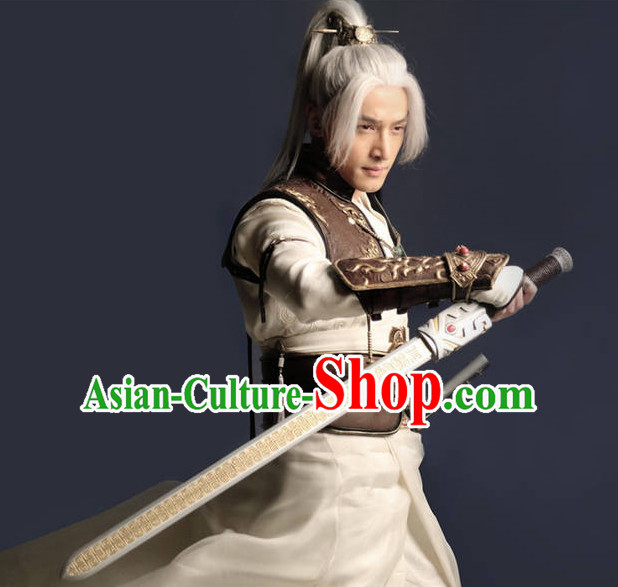 Chinese Ancient Swordsman Costume Clothes Complete Set for Men