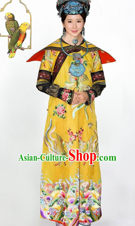 Empress Qing Dynasty Embroidered Robe Dresses Imperial Robe Clothes Set