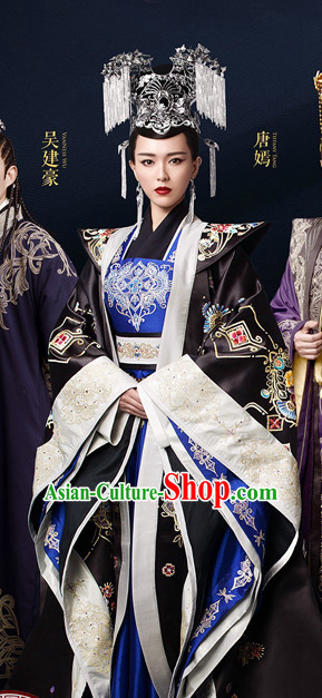Ancient Chinese Imperial Embroidered Phoenix Empress Royal Clothing Complete Set