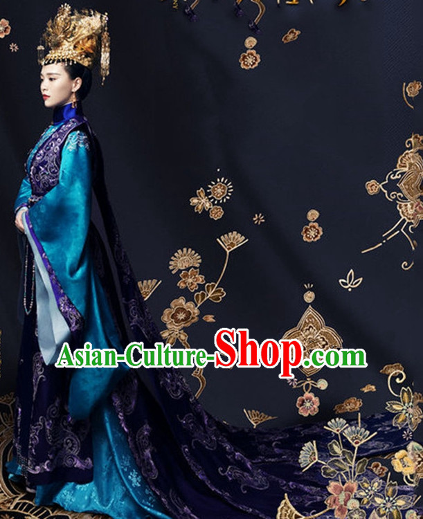 Ancient Chinese Imperial Embroidered Phoenix Empress Royal Clothing Complete Set