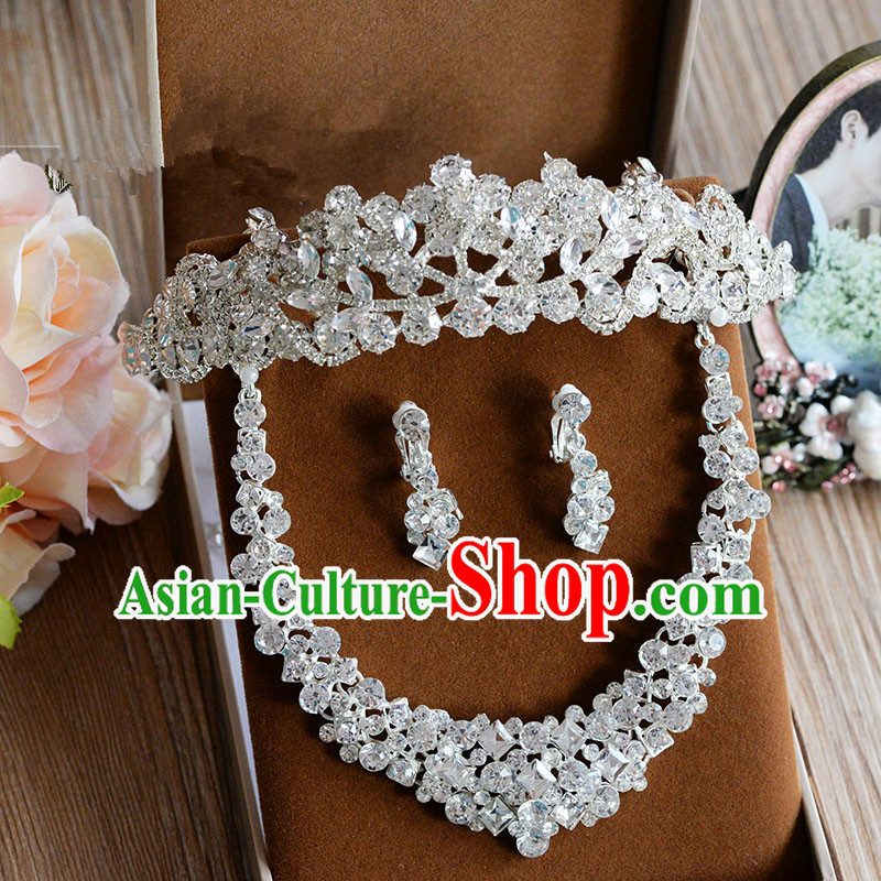 Traditional Jewelry Accessories, Princess Bride Royal Crown, Wedding Hair Accessories, Baroco Style Crystal Headwear, Necklaces, Earrings for Women