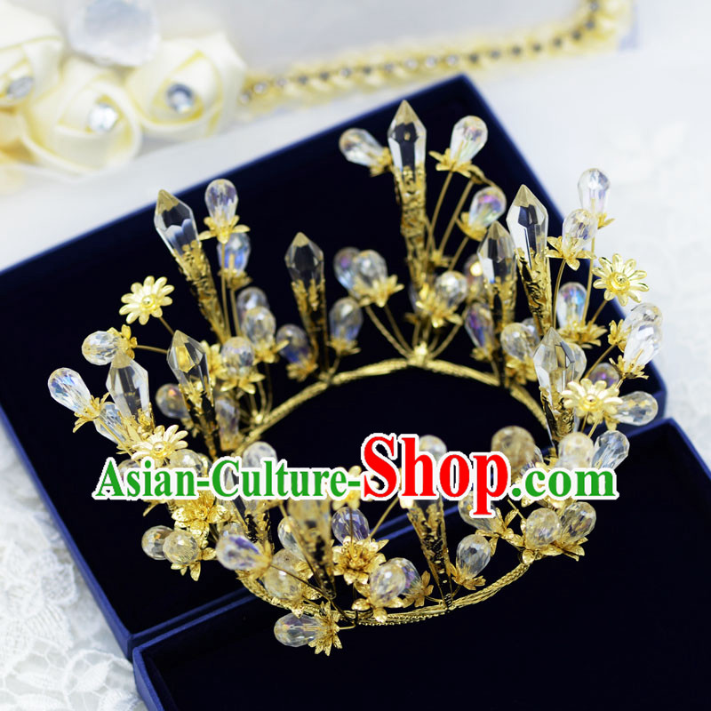 Traditional Jewelry Accessories, Princess Bride Royal Crown, Wedding Hair Accessories, Baroco Style Flower Crystal Headwear for Women