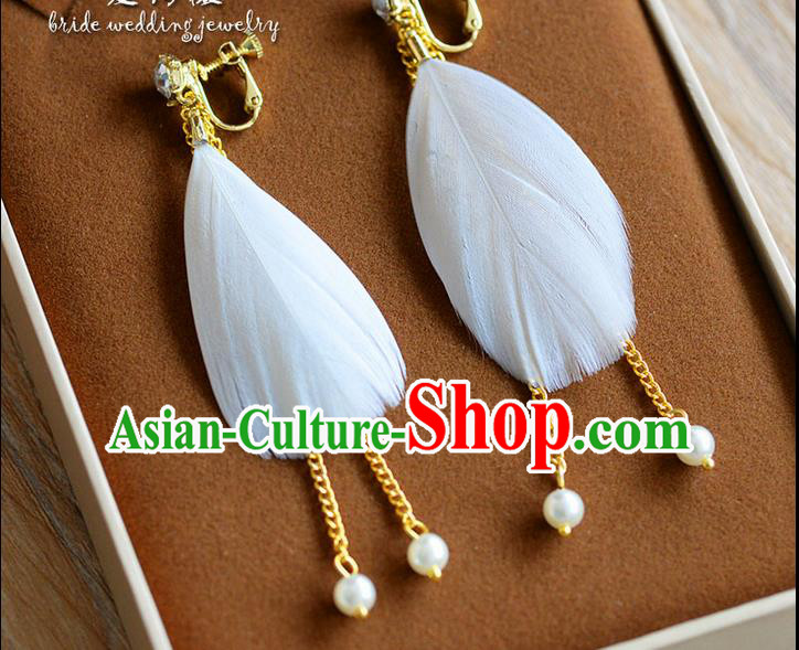 Traditional Jewelry Accessories, Princess Bride Earring, Wedding Accessories, Baroco Style Feather Earrings for Women