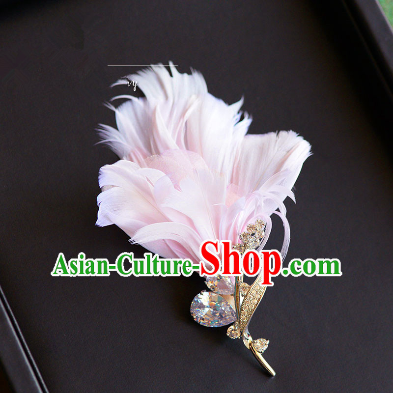 Traditional Jewelry Accessories, Princess Bride Wedding Accessories, Baroco Style Feather Brooch for Women