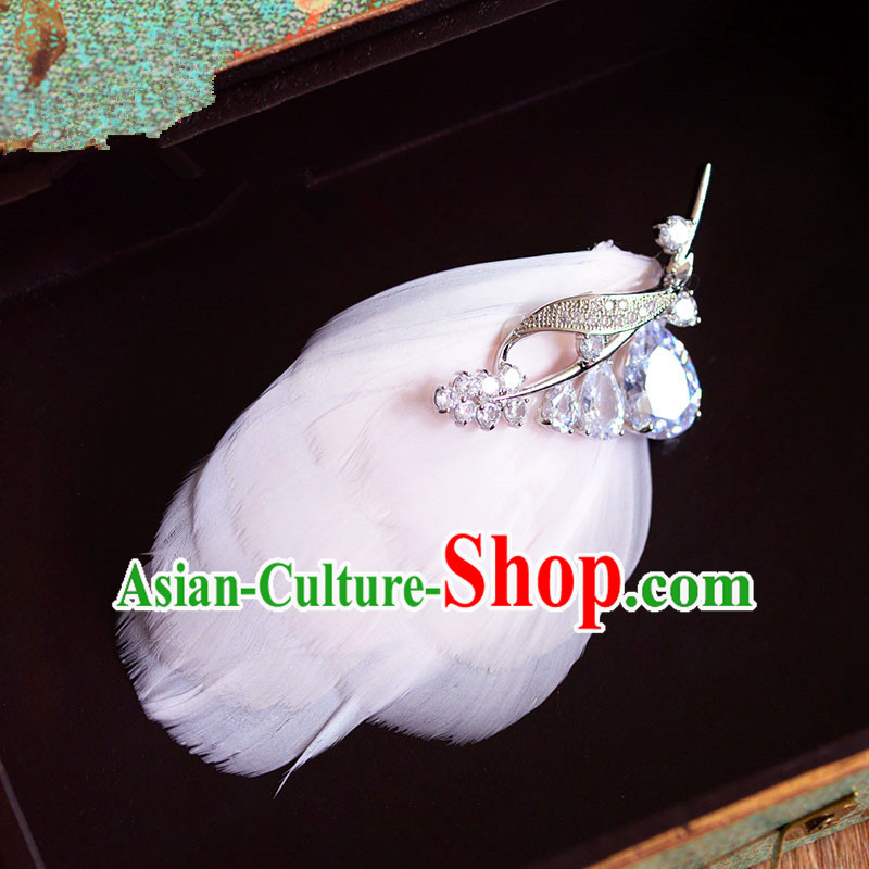 Traditional Jewelry Accessories, Princess Bride Wedding Hair Accessories, Baroco Style Feather Headwear for Women