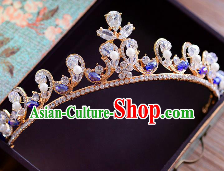 Traditional Jewelry Accessories, Palace Princess Bride Royal Crown, Wedding Hair Accessories, Baroco Style Crystal Pearl Headwear for Women