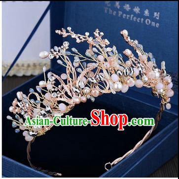 Traditional Jewelry Accessories, Palace Princess Bride Royal Crown, Wedding Hair Accessories, Baroco Style Pearl Headwear for Women
