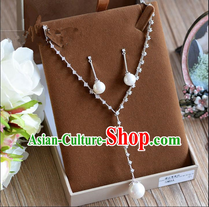 Traditional Jewelry Accessories, Palace Princess Necklace, Wedding Accessories, Baroco Style Pearl Earrings for Women