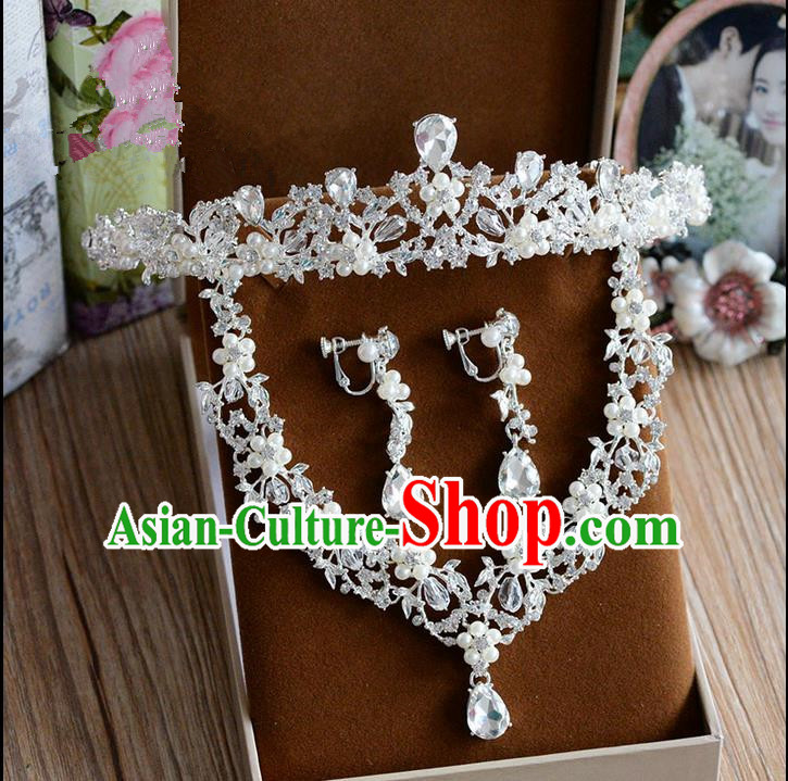 Traditional Jewelry Accessories, Palace Princess Necklace, Wedding Accessories Headwear, Bride Royal Crown, Baroco Style Crystal Earrings for Women