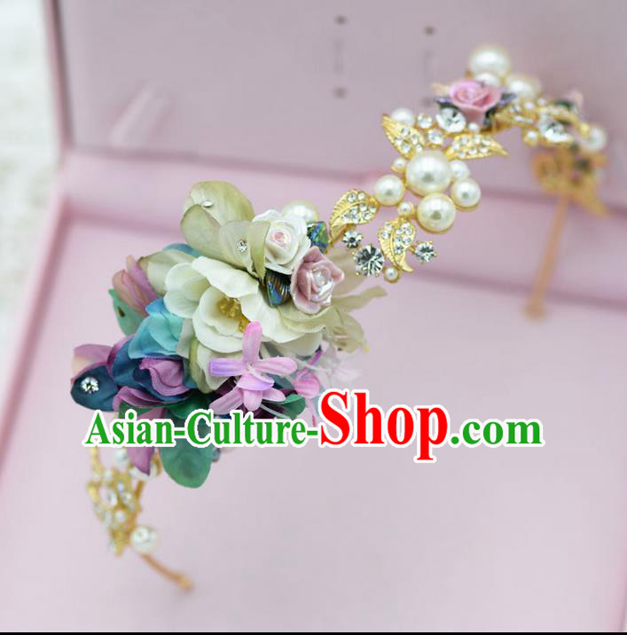 Traditional Jewelry Accessories, Princess Wedding Hair Accessories, Bride Wedding Hair Accessories, Baroco Style Crystal Flowers Headwear for Women