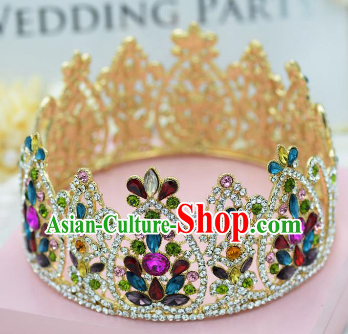 Traditional Jewelry Accessories, Palace Princess Bride Royal Crown, Queen Engagement Royal Crown, Wedding Hair Accessories, Baroco Style Crystal Headwear for Women