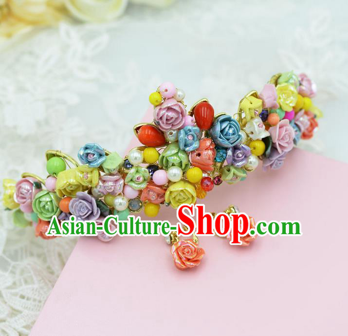 Traditional Jewelry Accessories, Palace Princess Bride Royal Crown, Engagement Royal Crown, Wedding Hair Accessories, Baroco Style Colorful Headwear for Women