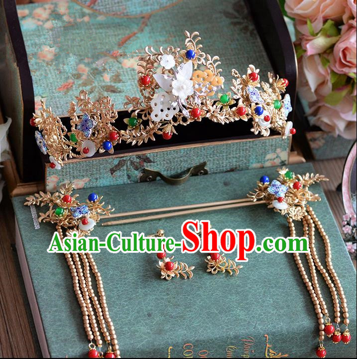 Chinese Ancient Style Hair Jewelry Accessories, Hairpins, Hanfu Xiuhe Suits Wedding Bride Headwear, Traditional Headdress, Imperial Empress Handmade Hair Fascinators for Women