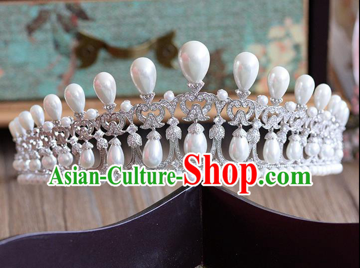 Traditional Jewelry Accessories, Palace Princess Bride Royal Crown, Imperial Royal Crown, Wedding Hair Accessories, Baroco Style Zircon Pearl Headwear for Women