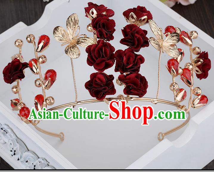 Traditional Jewelry Accessories, Princess Hair Accessories, Bride Wedding Hair Accessories, Headwear, Baroco Style Flowers Royal Crown for Women
