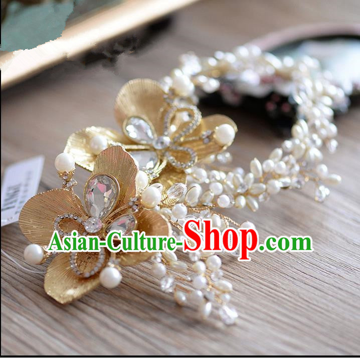 Traditional Jewelry Accessories, Princess Hair Accessories, Bride Wedding Hair Accessories, Headwear, Baroco Style Pearl Crystal Hair Claw for Women