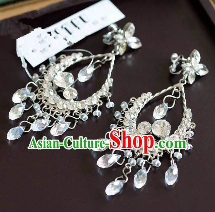 Traditional Jewelry Accessories, Princess Accessories, Bride Wedding Jewelry, Bride Earrings, Baroco Style Crystal Earrings for Women