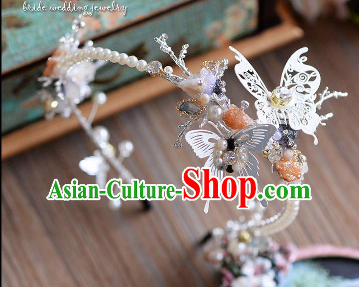 Traditional Jewelry Accessories, Princess Wedding Hair Accessories, Bride Wedding Hair Accessories, Headwear, Baroco Style Handmade Pearl Butterfly Hair Claw for Women