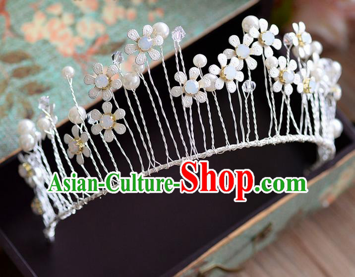 Traditional Jewelry Accessories, Palace Princess Bride Royal Crown, Engagement Royal Crown, Wedding Hair Accessories, Baroco Style Opal Flowers Headwear for Women