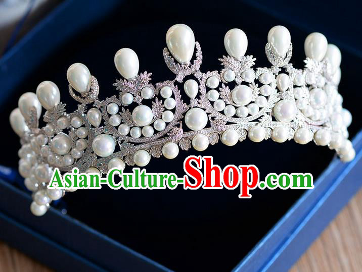 Traditional Jewelry Accessories, Palace Princess Bride Royal Crown, Engagement Royal Crown, Wedding Hair Accessories, Baroco Style Crystal Pearl Zircon Headwear for Women