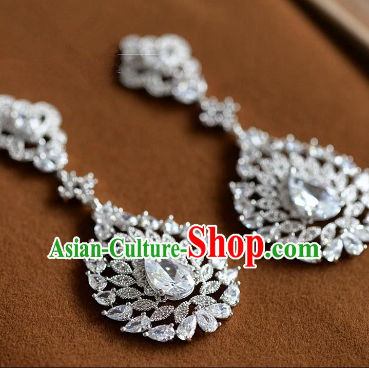 Traditional Jewelry Accessories, Palace Princess Accessories, Wedding Earrings, Crystal Zircon Earring for Women