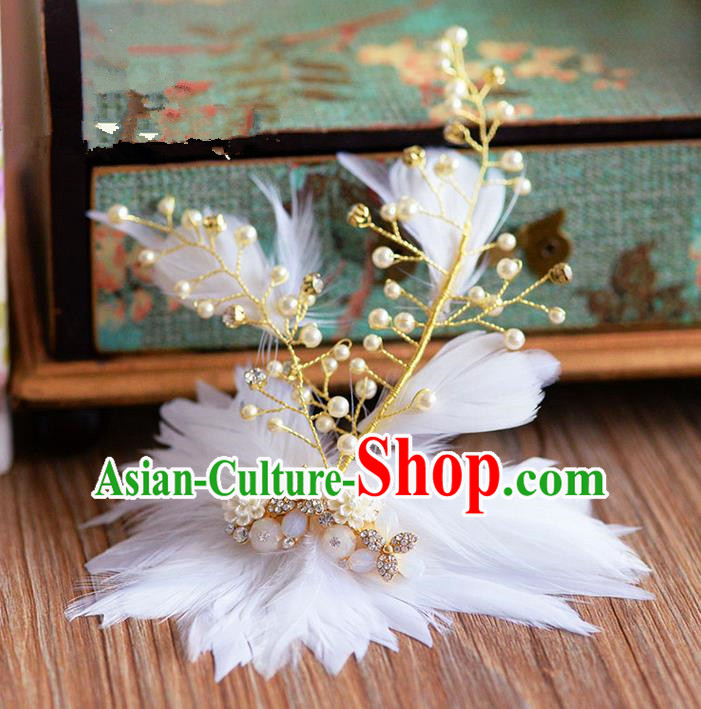 Traditional Jewelry Accessories, Princess Wedding Hair Accessories, Bride Wedding Hair Accessories, Headband, Baroco Style Handmade Feather Hair Claw for Women