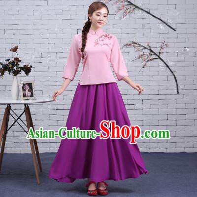 Chinese Traditional Clothes Min Guo Time Female Dress Women Clothing Stage Costumes Show