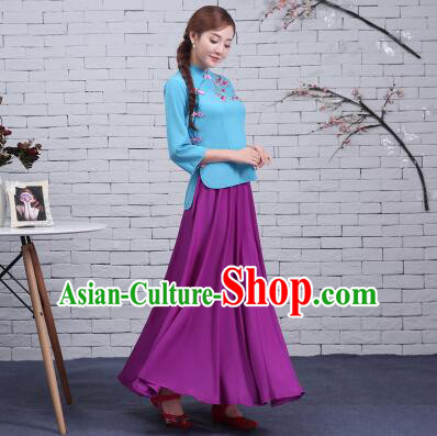 Chinese Min Guo Time Dress Girl Traditional Clothes Female Women Clothing Stage Costumes Show