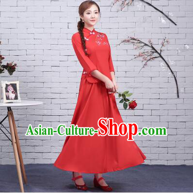 Chinese Women Dress Traditional Clothes Min Guo Time Female Women Clothing Stage Costumes Show