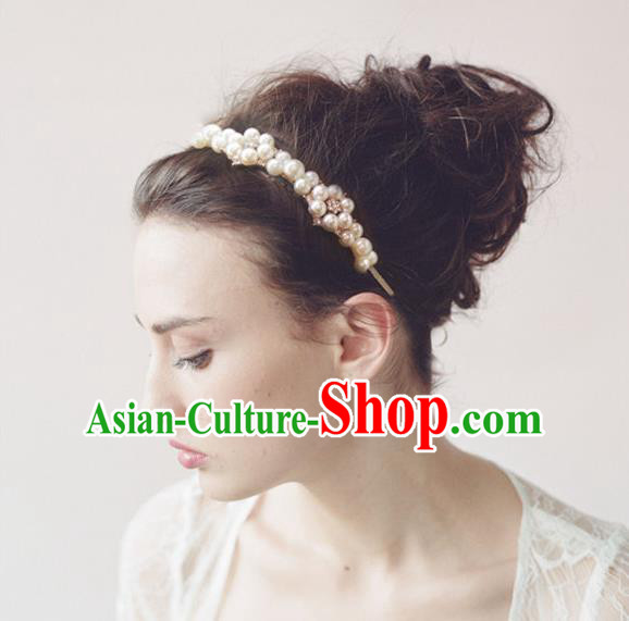 Chinese Wedding Jewelry Accessories, Traditional Bride Headwear, Wedding Tiaras, Imperial Bridal Wedding Pearl Crystal Hair Clasp