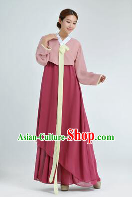 Korean Traditional Dress Women Clothes Show Costume Shirt Sleeves Korean Traditional Dress Dae Jang Geum Nude Pink Top Dark Red Skirt
