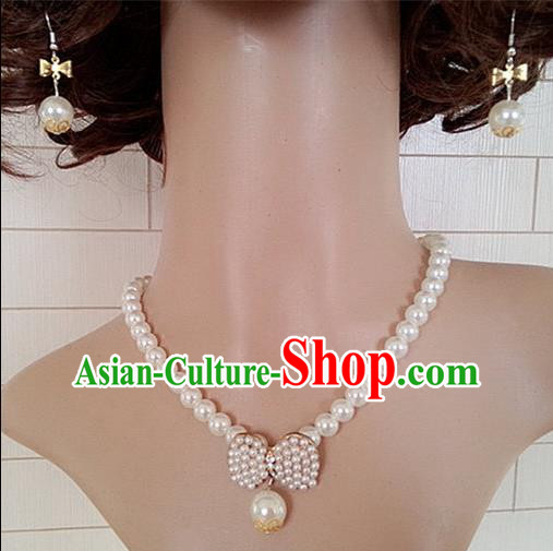 Chinese Wedding Jewelry Accessories, Traditional Bride Nceklace, Princess Wedding Necklet, Imperial Bridal Baroco Style Wedding Pearl Collar, Collarbone Chain