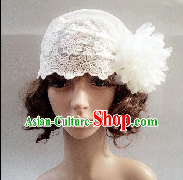 Chinese Wedding Jewelry Accessories, Traditional Bride Headwear, Wedding Tiaras, bridal Wedding Lace Hat Hair Clasp