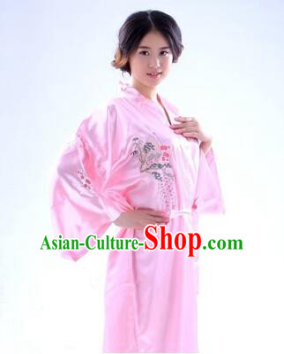 Kimono Japanese Traditional Clothes Stage Show Wafuku Aristolochia ringens Tomesode Pink