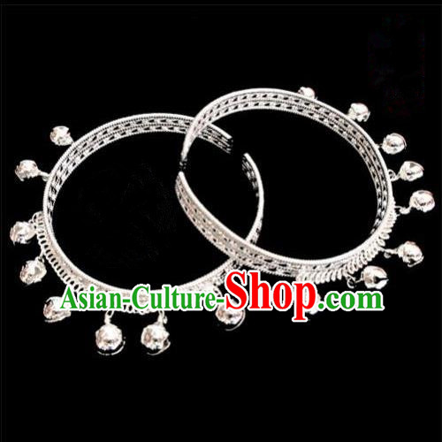 Traditional Chinese Miao Ethnic Minority Bracelet Miao Ethnic Silver Jewelry Accessories Bells Bracelet