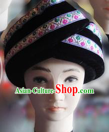 Chinese Traditional Miao Minority Hmong Folk Ethnic Hat, Tujia Minority Embroidery Hat for Men