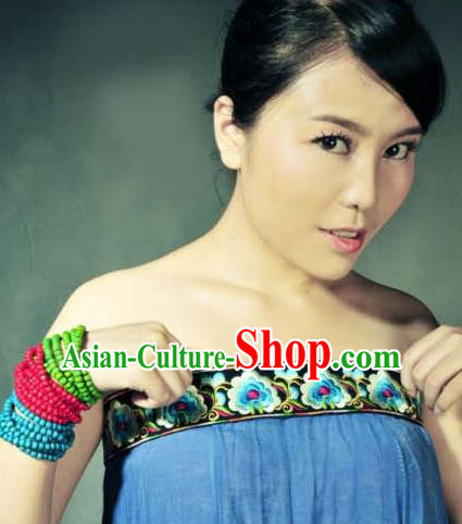 Traditional Chinese Miao Nationality Belts, Hmong Female Folk Wedding Embroidery Belt, Chinese Minority Nationality Jewelry Accessories for Women