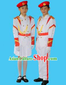 Traditional Modern Military Costume, Children Opening Flag Raiser Ceremony Costume, Modern Military Band Clothing for Students
