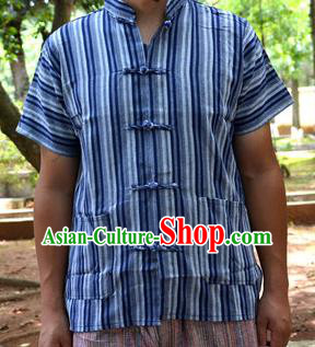 Traditional Asian Thai Male T-shirt, Thai Clothes Signature Cotton Shirt for Men
