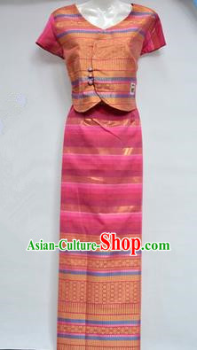 Traditional Asian Thai Dance Costume Complete Set, Chinese Dai Nationality Clothing for Women