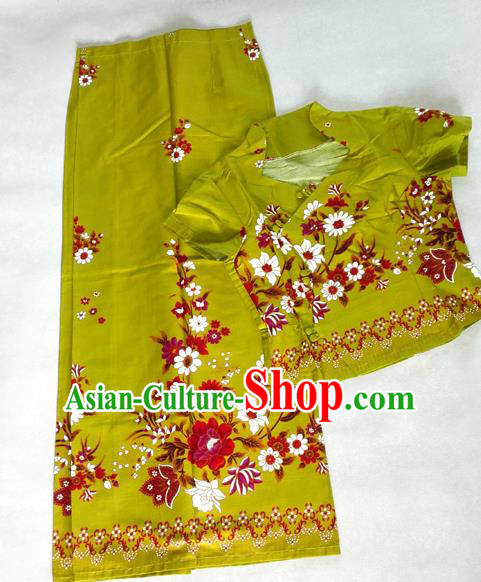 Traditional Asian Thai Costume Complete Set, Thai Top Grade Silk Fabrics Suit for Women