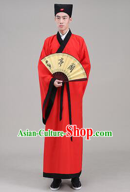 Tang Suit Chinese Traditional Costume Han Fu Garments straight-front Myeonbok Stage Show Dress Red