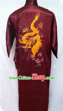 New Style Kimono Dragon Embroidered Chinese Loong Dragon Men Night Gown Leisure Clothes for Emperors Red